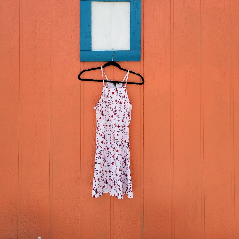White floral mini dress